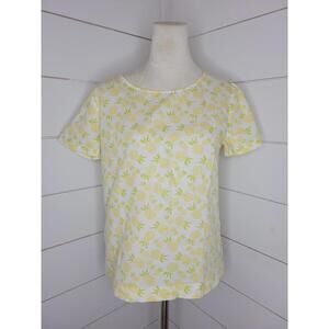 J Crew small white with pineapples blouse